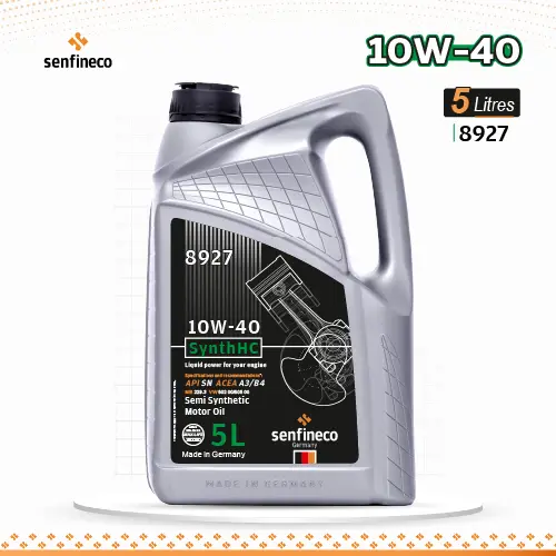 Senfineco 5L 10W-40 SynthHC SN/CF engine oil bottle, grey plastic