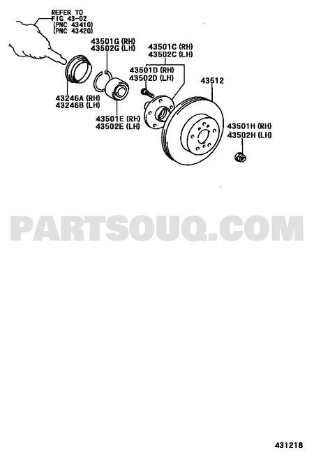 مخطط موقع رولمان بلي الصرة الأمامي تويوتا 90369-43009 | Front hub bearing diagram