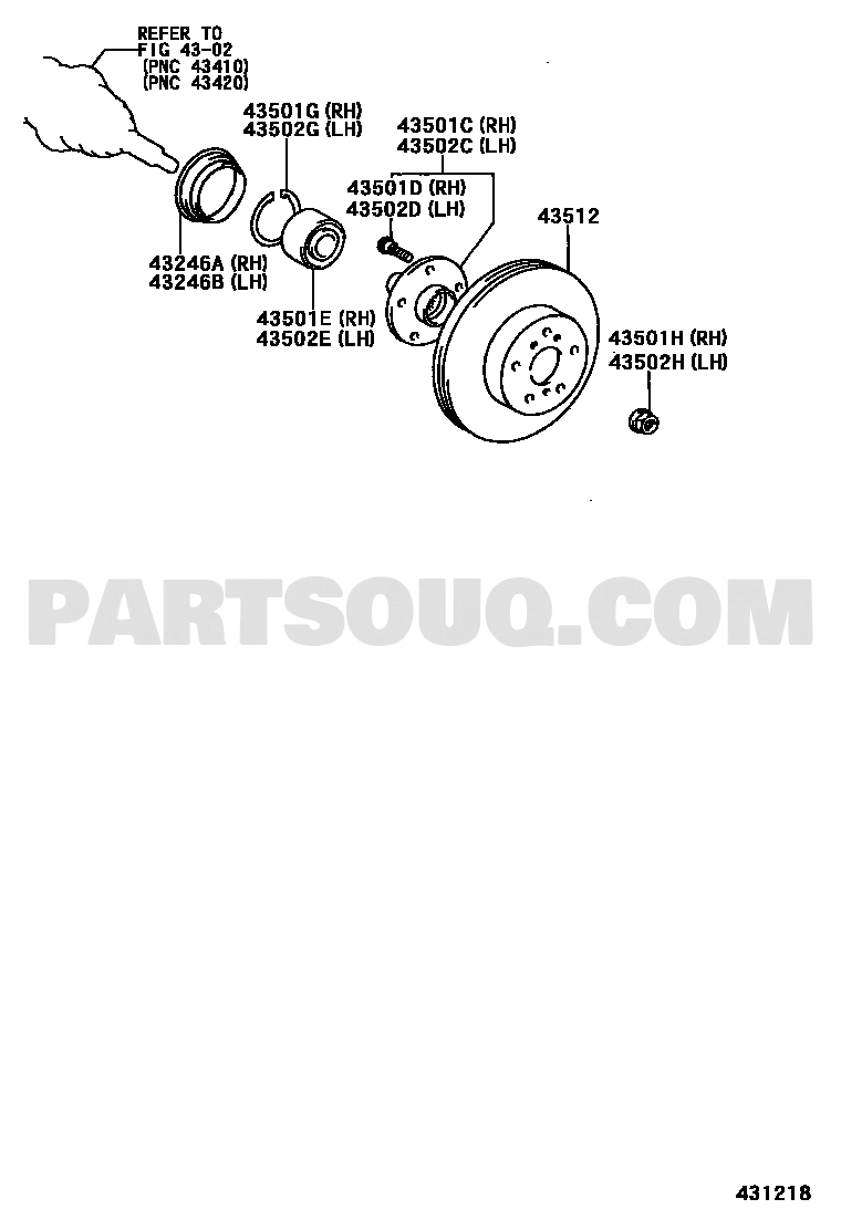 مخطط موقع رولمان بلي الصرة الأمامي تويوتا 90369-43009 | Front hub bearing diagram