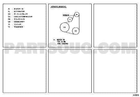 مخطط مسار سير المكينة 90916-02778 | Toyota EPC drive belt routing diagram