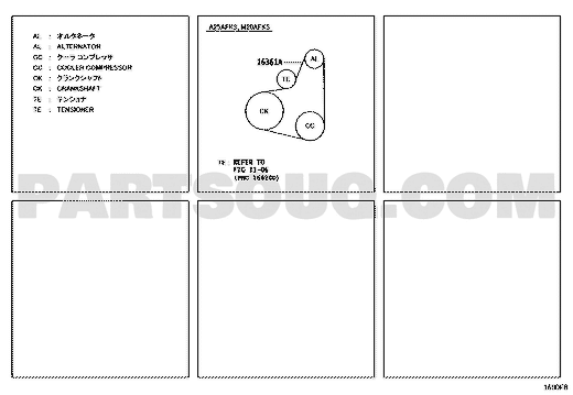 مخطط مسار سير المكينة 90916-02778 | Toyota EPC drive belt routing diagram