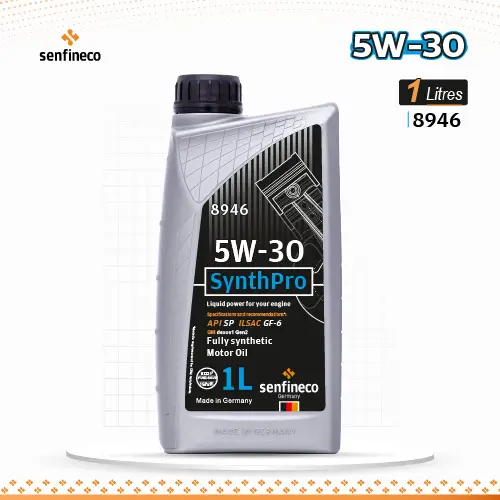 Senfineco 5W-30 SynthPro engine oil, 1L bottle with black cap.