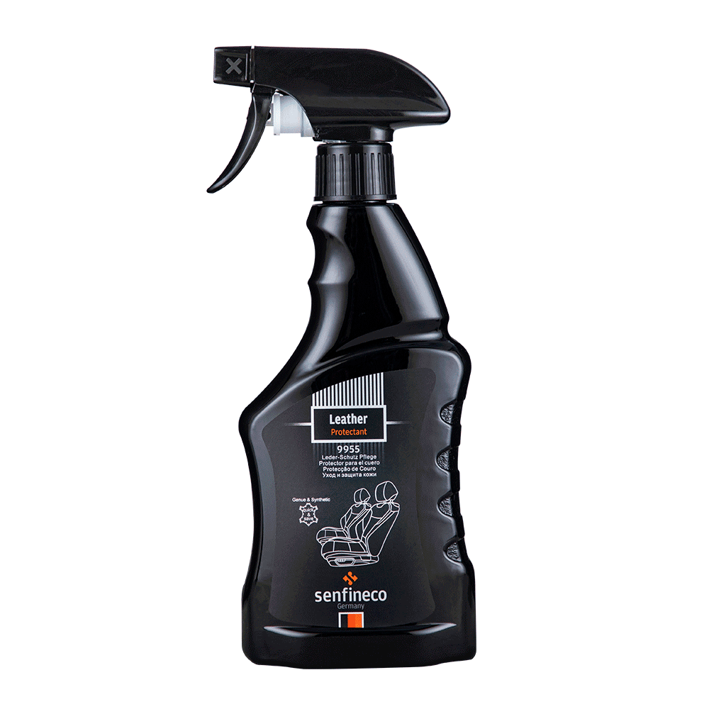 Leather cleaner and protector spray 9955, Senfineco brand, black trigger spray bottle