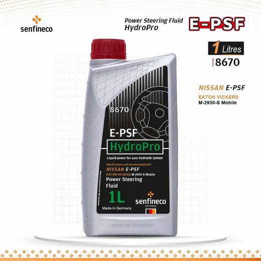 Senfineco Oman E-PSF HydroPro 1 L power steering fluid bottle with red cap (Nissan E-PSF).