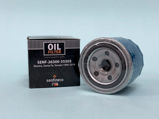 Oil filter box and metal canister; Senfineco box SEN 26300-35505 for Elantra, Santa Fe, Sonata 1999-2019.