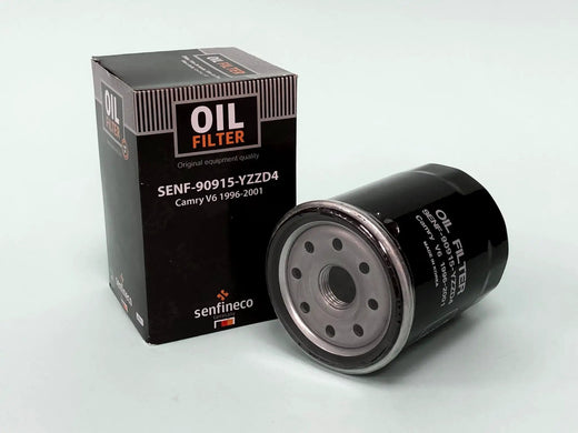 Oil filter SEN 90915-YZZD4 box and canister; Senfineco Germany branding