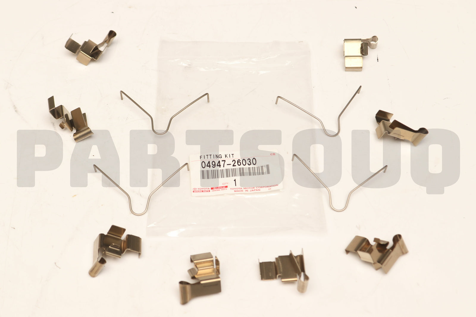 طقم تثبيت فرامل القرص الأمامية تويوتا الأصلي، OEM 04947-26030، موضع الكتالوج 04947 | Genuine Toyota front disc brake fitting kit, EPC callout 04947