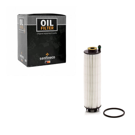 SENFINECO Oil Filter | OEM A2541840600 | Mercedes-Benz C-Class W206 2021+ CLE W236 2023+ E-Class W214 2023+ GLC — SENFINECO carton and exact product filter