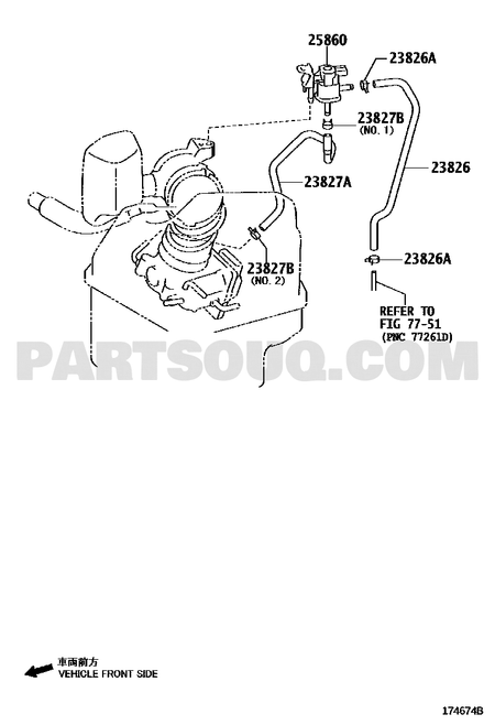 مخطط كتالوج تويوتا لموضع صمام الفاكيوم 25860-28140 | Toyota EPC location diagram for vacuum valve 25860-28140