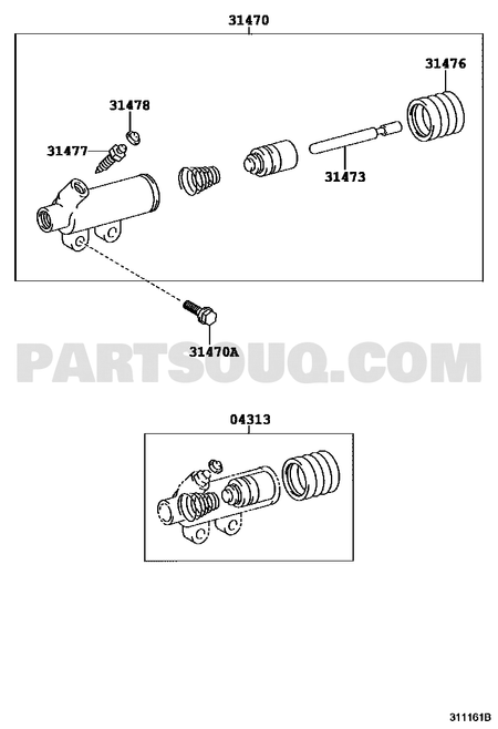 مخطط موضع سلندر تحرير الكلتش 31470-36291 في كوستر HZB50 | Toyota Coaster EPC diagram