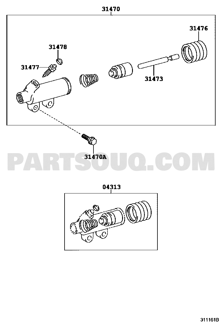 مخطط موضع سلندر تحرير الكلتش 31470-36291 في كوستر HZB50 | Toyota Coaster EPC diagram
