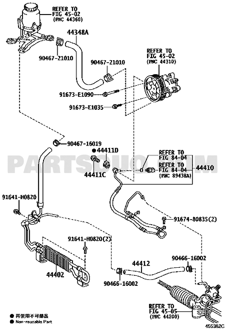 مخطط موضع خرطوم زيت الباور رقم 1 تويوتا 44348-60410 | Toyota EPC location diagram