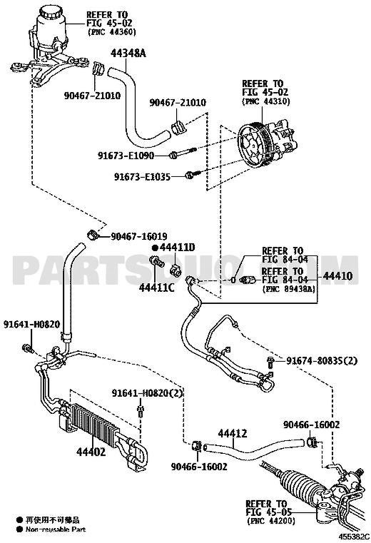 مخطط موضع خرطوم زيت الباور رقم 1 تويوتا 44348-60410 | Toyota EPC location diagram