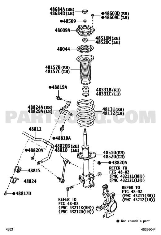 مخطط موضع وصلة الميزان الأمامية 48820-BZ080 | Toyota EPC front stabilizer link diagram