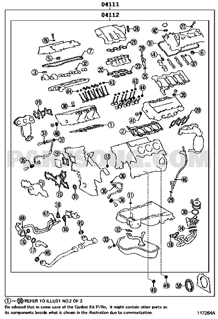 موضع طقم وجيه المحرك 04111-31684 في مخطط القطع | Engine overhaul gasket kit EPC