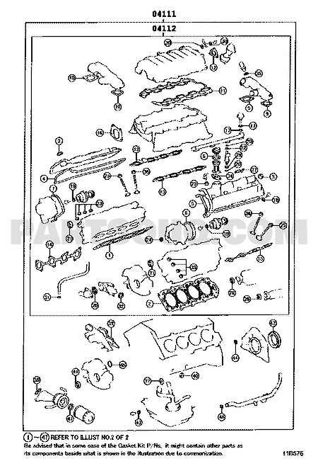 موضع طقم وجيه المحرك 04111-50170 في مخطط 3UZ-FE | Engine gasket kit EPC position
