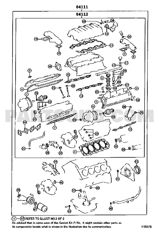 موضع طقم وجيه المحرك 04111-50170 في مخطط 3UZ-FE | Engine gasket kit EPC position