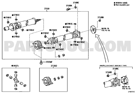 مخطط تويوتا لطقم صليبة عمود الكردان — موضع 04371 | Toyota EPC universal joint spider kit callout 04371 OEM 04371-04031
