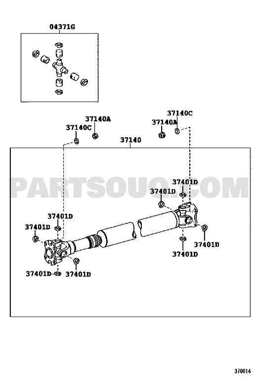 مخطط موضع صليبة عمود الكردان الأمامي 04375-0C042 | Toyota EPC callout 04371G