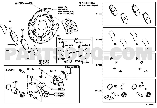 مخطط كليبر الفرامل الخلفي لقطعة تويوتا 04479-60270، الرمز 04479A | Toyota EPC diagram for 04479-60270, callout 04479A