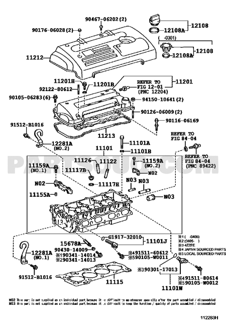 Toyota EPC diagram for 11115-22050 callout 11115