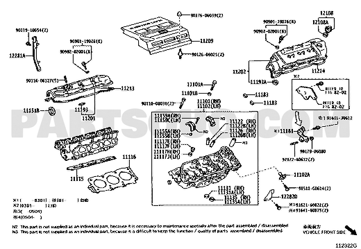 Partsouq EPC – 11116-20042 cylinder head gasket No.2, Camry MCV30, diagram 1104 callout 11116