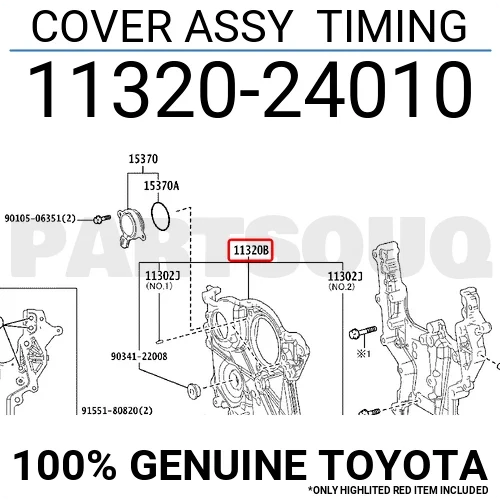 Toyota Genuine 11320-24010 timing cover assembly