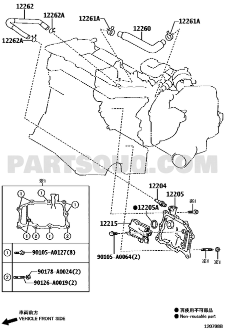 مخطط تركيب تويوتا للقطعة 12215-36010 – موضع 12215 | Toyota installation diagram, callout 12215