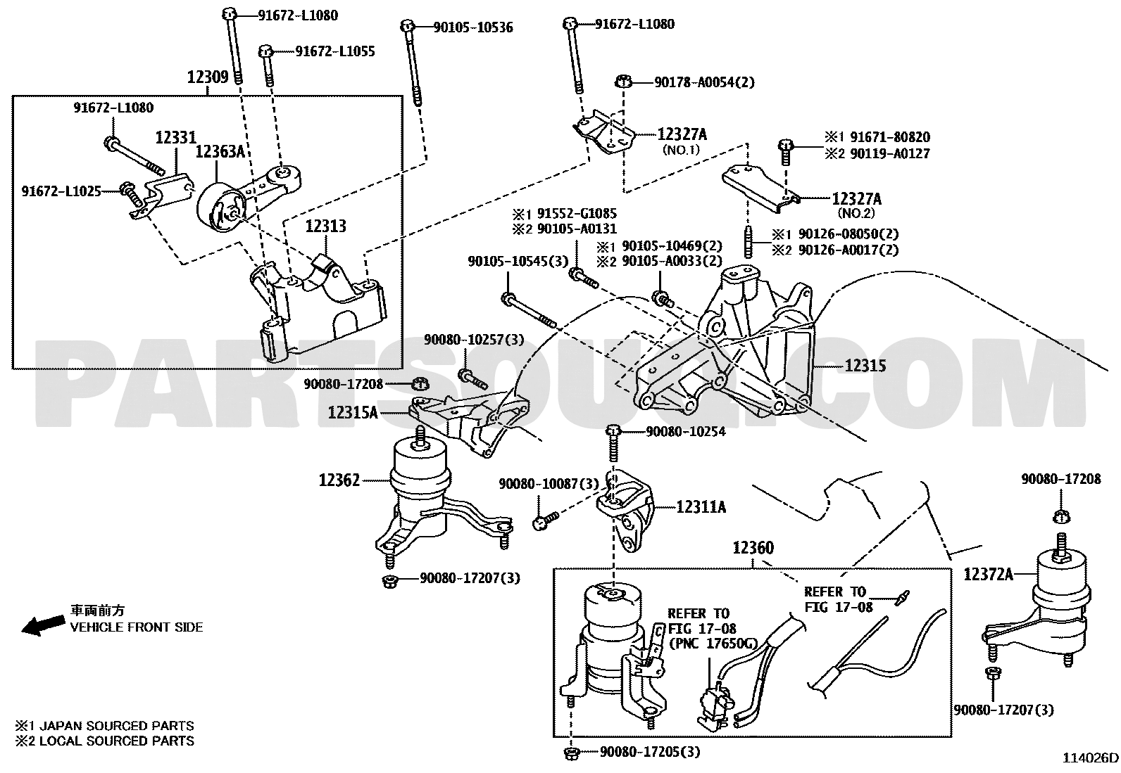 موضع قاعدة المحرك اليمنى 12362-0P010 في مخطط أفالون | Toyota Avalon EPC diagram