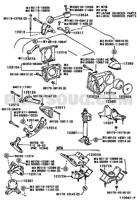 مخطط قاعدة المحرك الخلفية تويوتا 12371-0A020، الرمز 12371A | Toyota EPC diagram for 12371-0A020, callout 12371A