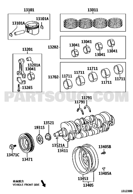 مخطط شنابر البساتم تويوتا 13011-22221 | Piston ring set EPC diagram