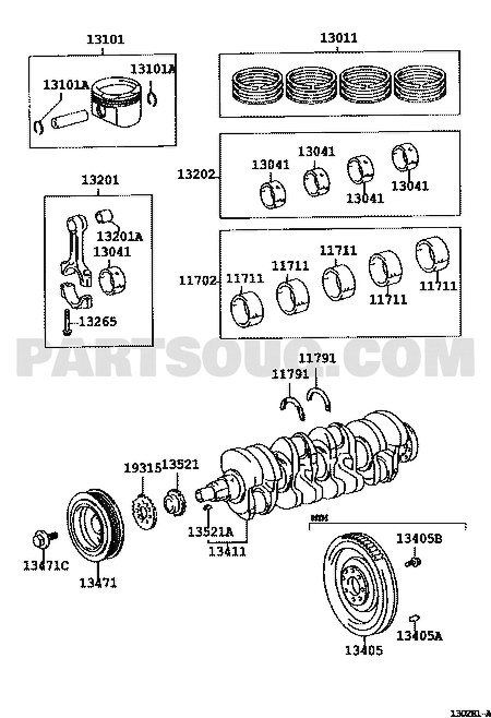 مخطط موضع المكبس 13101-0D111، الرمز 13101 | Toyota EPC piston diagram, callout 13101