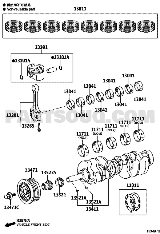 مخطط موضع البستم القياسي تويوتا 13101-0S030، النداء 13101 | Toyota EPC diagram for standard piston with pin 13101-0S030