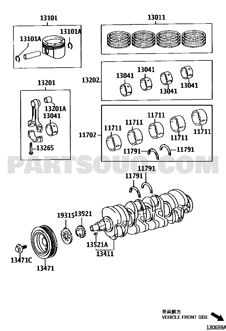 مخطط كتالوج تويوتا لرقم OEM 13101-22170، موضع 13101 | Toyota EPC diagram for OEM 13101-22170, callout 13101