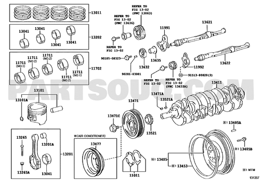 مخطط بستم محرك 3RZ-FE رقم 13103-75041 | Toyota EPC diagram