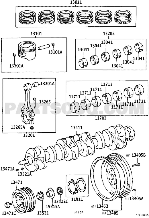 مخطط سبائك أذرعة التوصيل تويوتا 13204-66031 | Connecting Rod Bearing Diagram