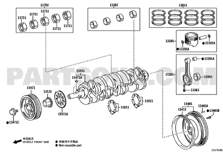 موضع بكرة عمود الكرنك 13408-0C030 في مخطط تويوتا | Toyota EPC diagram