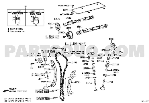 مخطط سلسلة توقيت المحرك تويوتا 13506-75040 | Timing chain EPC diagram