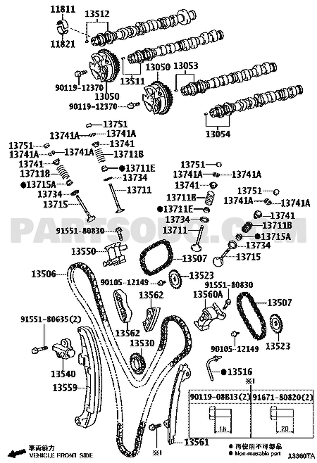 مخطط كتالوج تويوتا لرقم OEM 13507-31010، موضع 13507 | Toyota EPC diagram for OEM 13507-31010, callout 13507