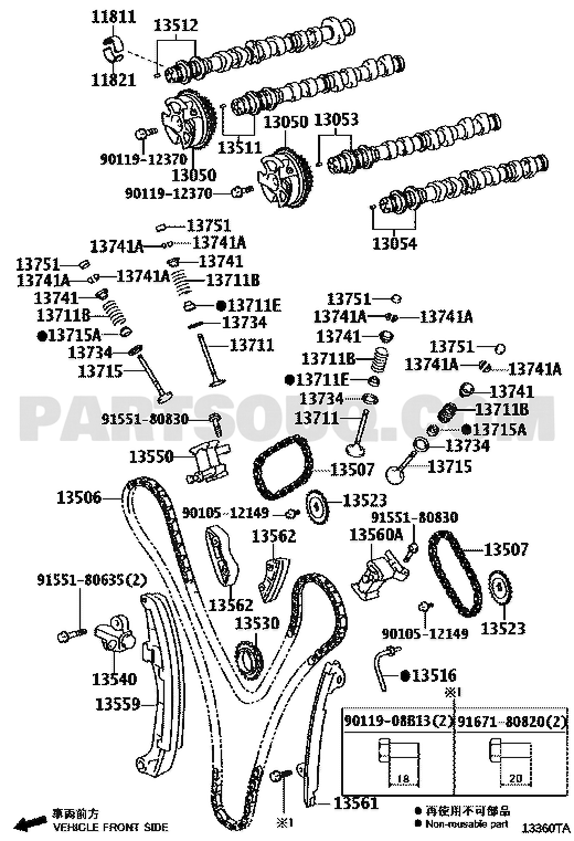 مخطط كتالوج تويوتا لرقم OEM 13507-31010، موضع 13507 | Toyota EPC diagram for OEM 13507-31010, callout 13507