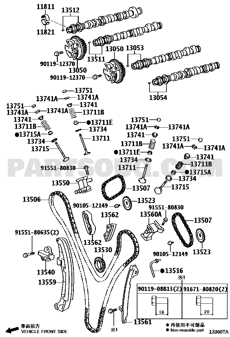 مخطط كتالوج تويوتا لرقم OEM 13507-31010، موضع 13507 | Toyota EPC diagram for OEM 13507-31010, callout 13507