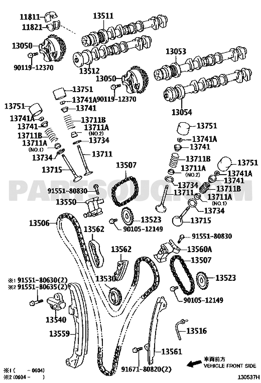 مخطط موضع شداد سلسلة التوقيت رقم 2 تويوتا 13550-31010 | Toyota EPC location diagram