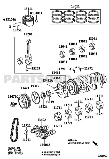 مخطط تركيب عمود الاتزان رقم 2 Toyota 13602-28030 | EPC diagram