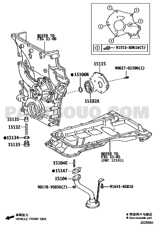Toyota EPC diagram for 15103-0C013 callout 15102A