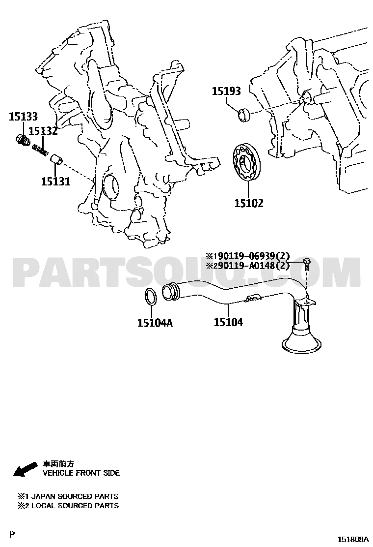 مخطط طقم روتور مضخة الزيت تويوتا 15103-38060، الرمز 15102 | Toyota EPC diagram for 15103-38060, callout 15102