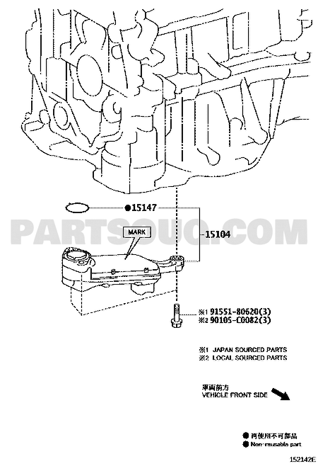 Toyota EPC diagram for 15104-36030 callout 15104