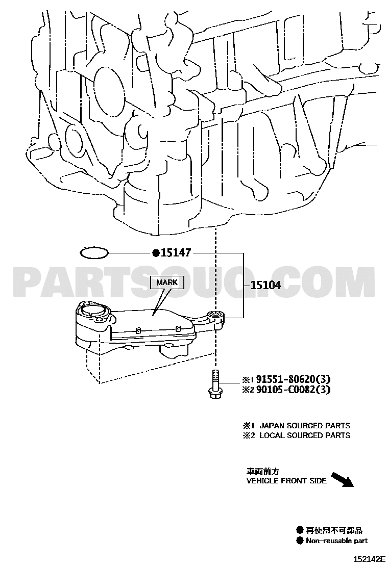 Toyota EPC diagram for 15104-36030 callout 15104