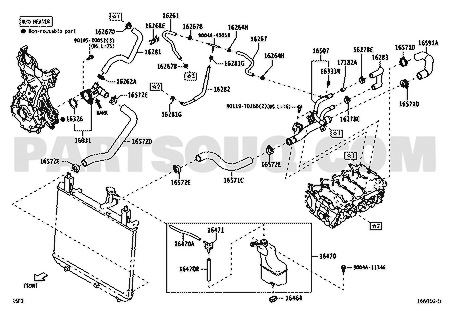 مخطط موضع مدخل الماء والثرموستات 16031-0Y010 | Toyota EPC water inlet diagram