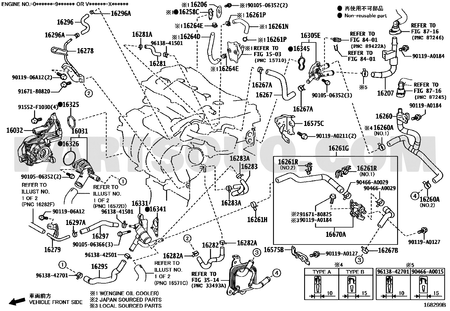 مخطط موضع مخرج ماء المحرك 16331-25021 | Toyota EPC water outlet diagram