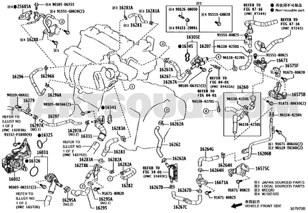 مخطط موضع صمام ماء التبريد 16671-24010 | Toyota EPC coolant valve diagram